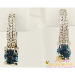 Серебряные серьги 925 проба.  Женские серьги Флори Лондон Топаз 2236/9р Gold & Silver, Украина